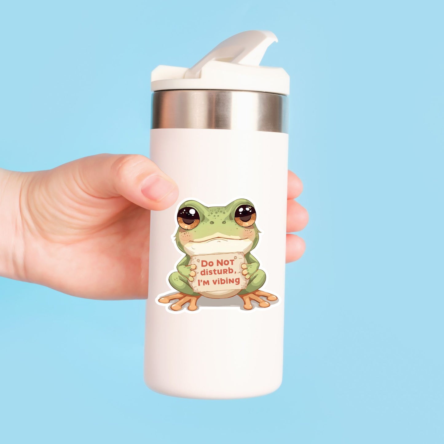 Do Not Disturb Vibing Frog | Chill Aesthetic | White Vinyl | Die-Cut Sticker