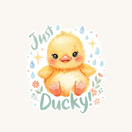 Just Ducky Raindrops | Cute Animal | White Vinyl | Die-Cut Sticker