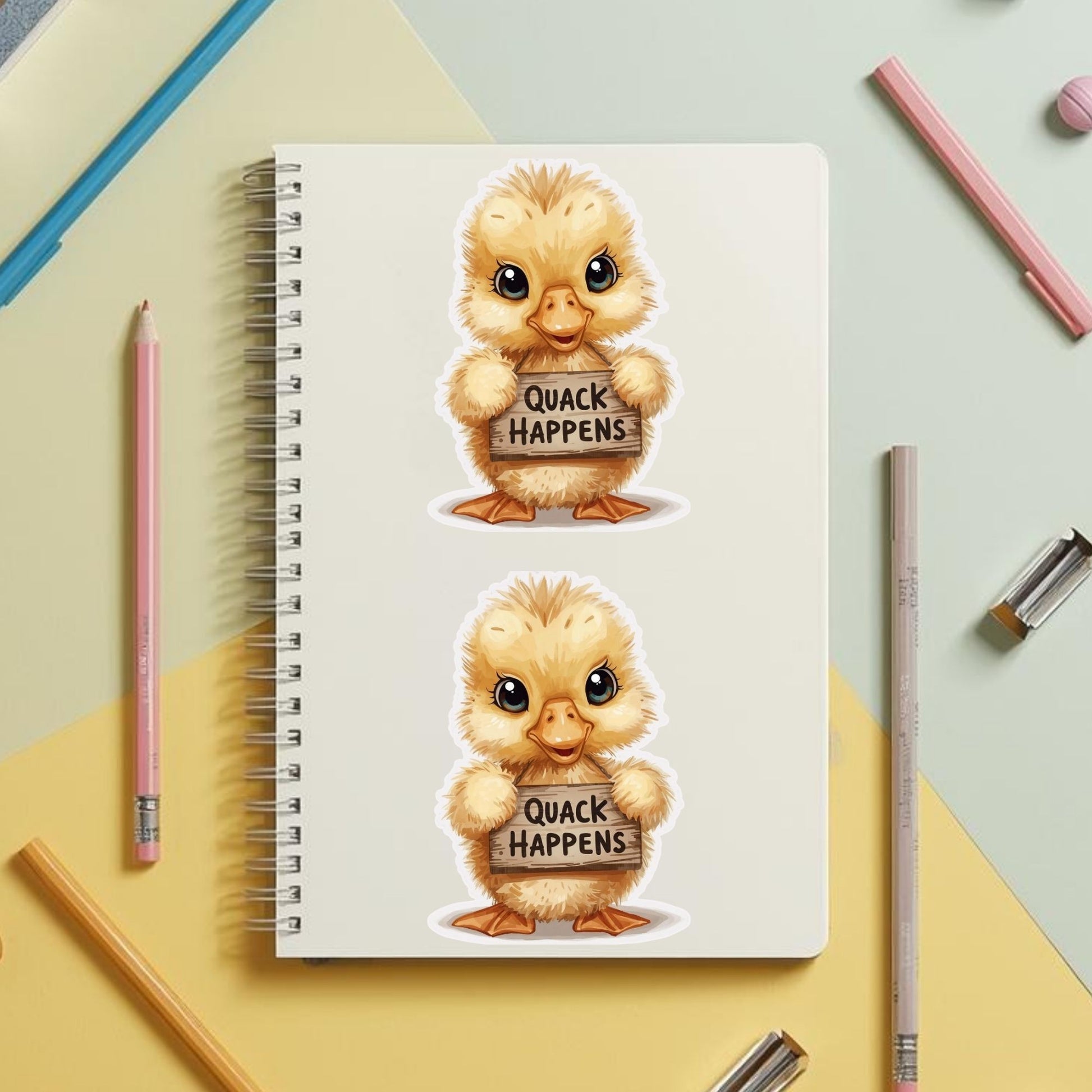 Quack Happens Funny Duck | Farm Animal | White Vinyl | Die-Cut Sticker