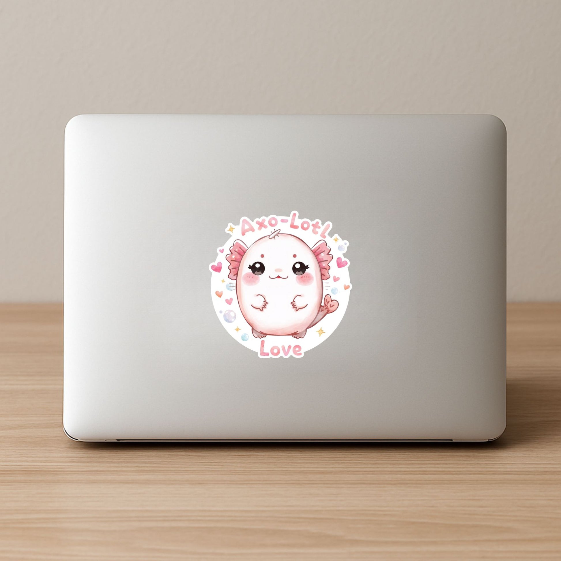 Axo-Lotl Love Pink Axolotl | Kawaii Animal | White Vinyl | Die-Cut Sticker