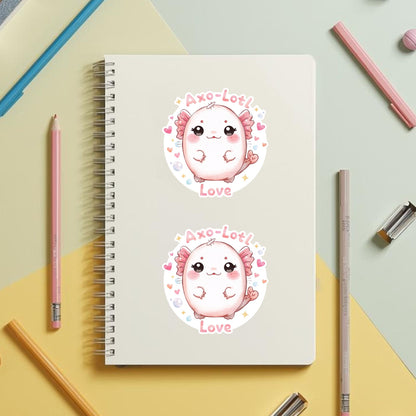Axo-Lotl Love Pink Axolotl | Kawaii Animal | White Vinyl | Die-Cut Sticker