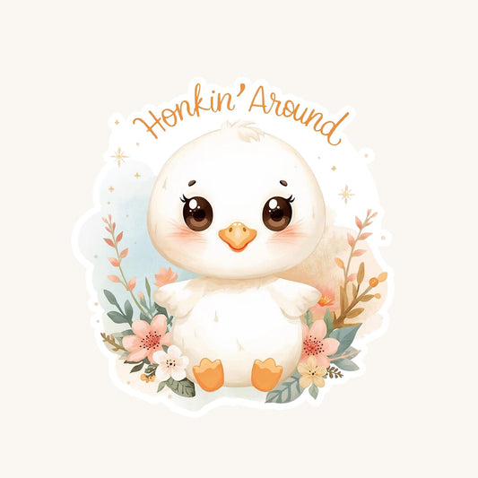 Honkin' Around Goose | Farm Animal | White Vinyl | Die-Cut Sticker