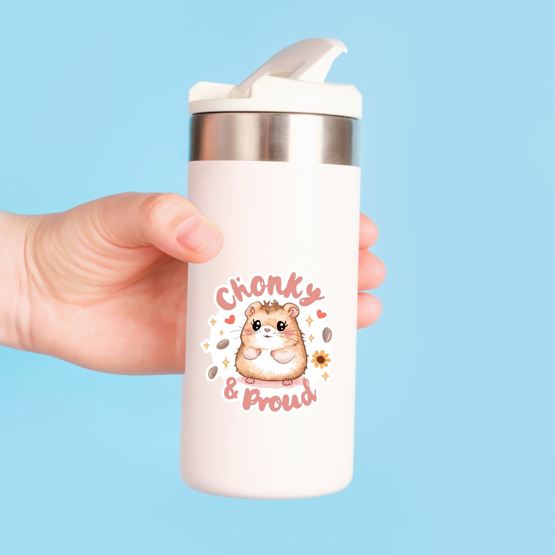 Chonky & Proud Hamster | Body Positive | White Vinyl | Die-Cut Sticker