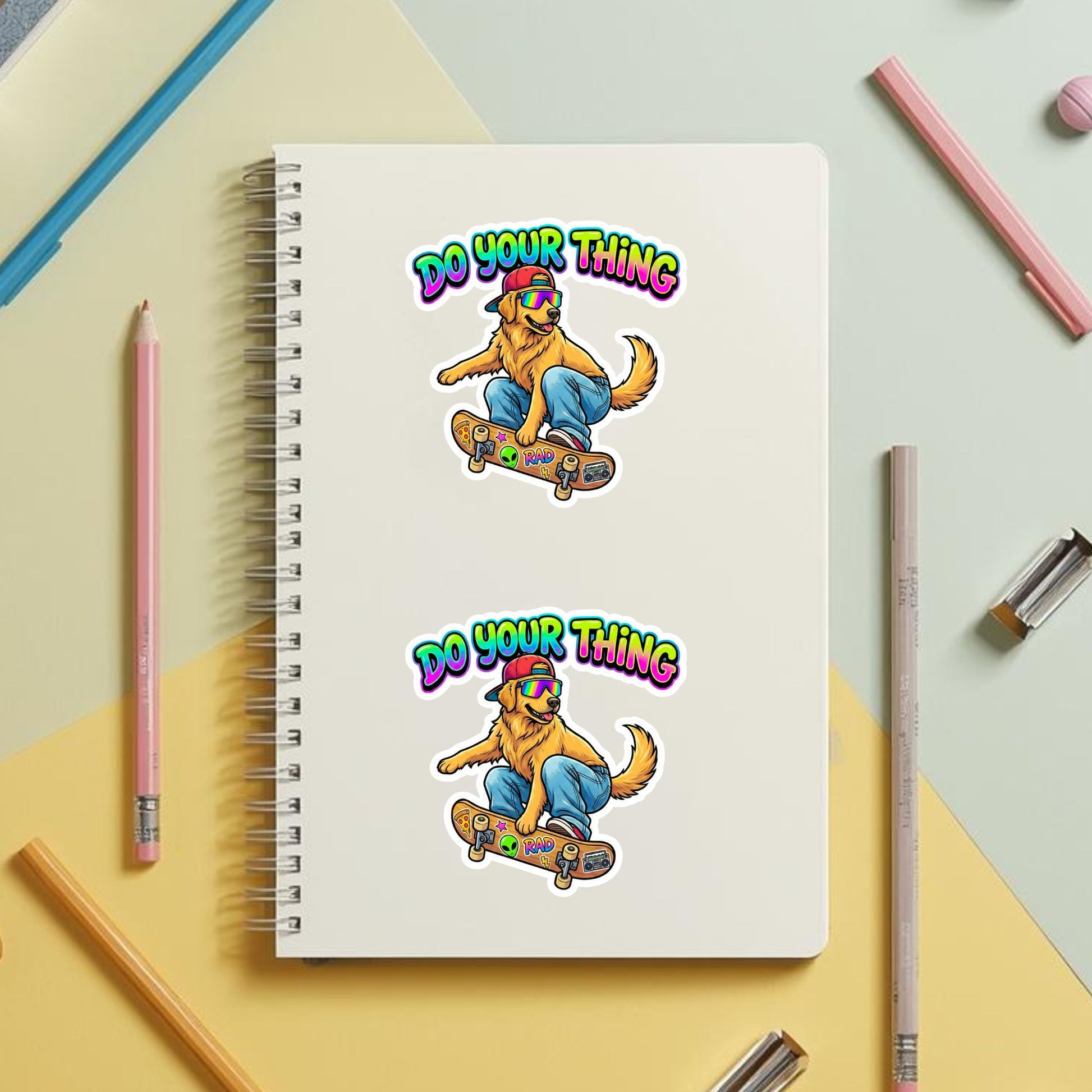 Do Your Thing Skater Dog | 90s Retro | White Vinyl | Die-Cut Sticker