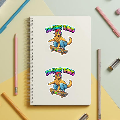 Do Your Thing Skater Dog | 90s Retro | White Vinyl | Die-Cut Sticker