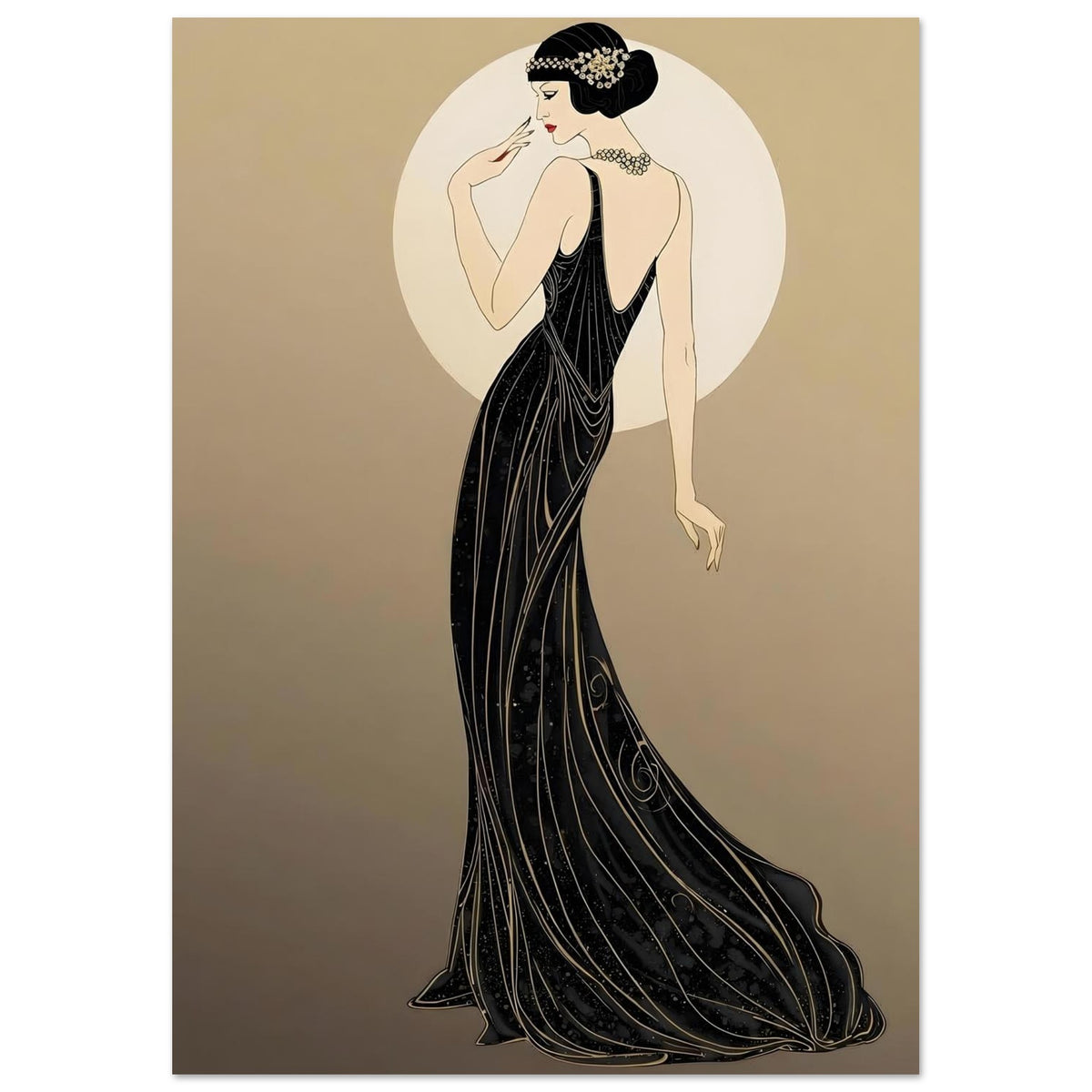 Roaring Twenties Art Deco Diva Fine Art Poster - Glamorous Flapper Style in Various Sizes A2 (42 x 59.4 cm)