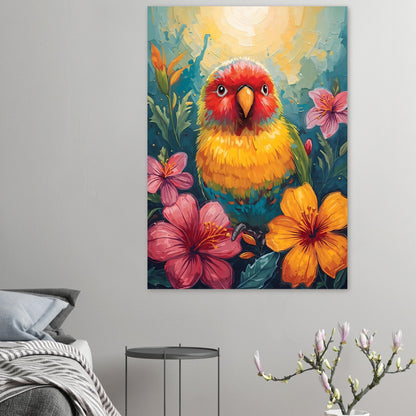 Tropical Parrot Paradise Fine Art Poster - Vivid Abstract Bird & Floral Wall Decor