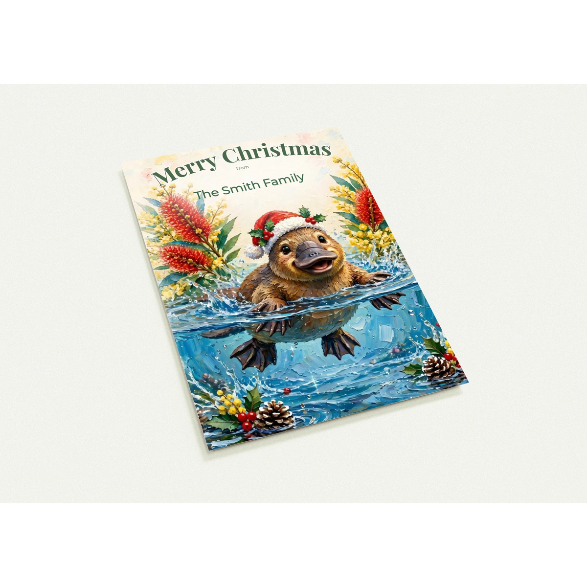 Personalised Christmas Postcards Pack of 10 with Envelopes, Custom Name Platypus Christmas Postcard, Australian Animals (US and CA) Default Title