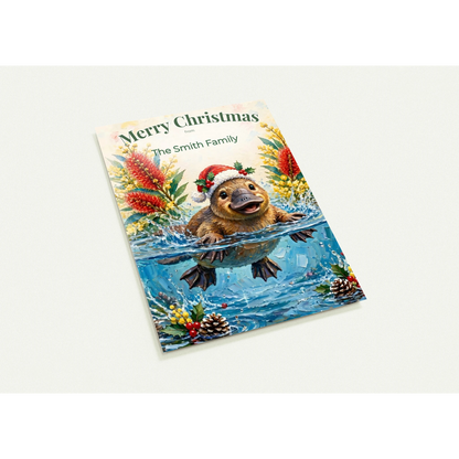 Personalised Christmas Postcards Pack of 10 with Envelopes, Custom Name Platypus Christmas Postcard, Australian Animals (US and CA) Default Title