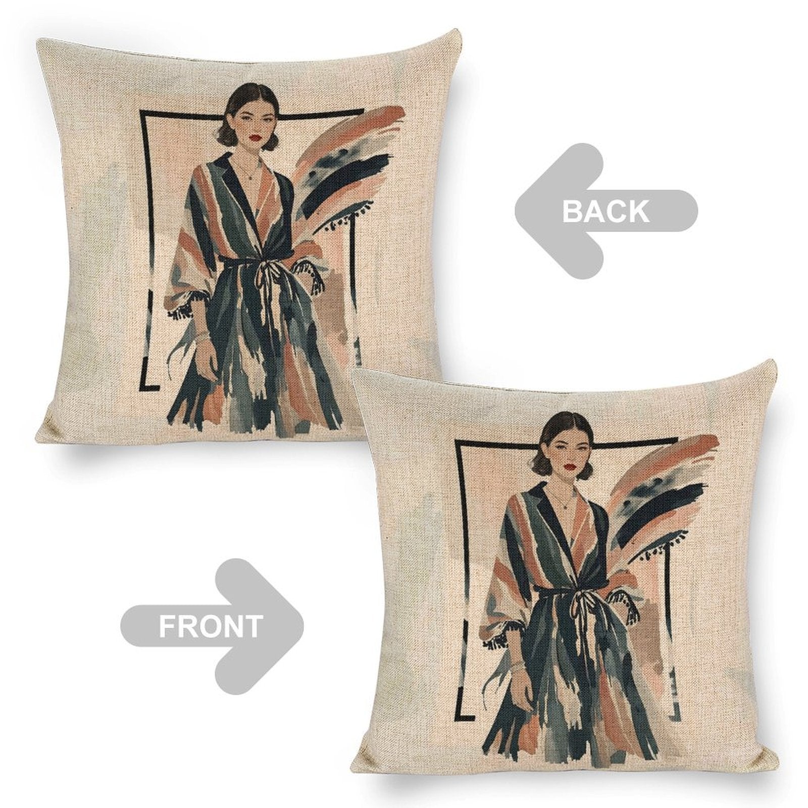 Modern Muse Linen Double Sided Throw Pillow Cushion Covers |45×45 cm | Set of 2