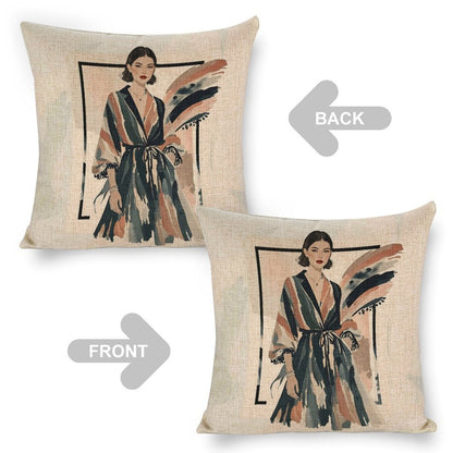 Modern Muse Linen Double Sided Throw Pillow Cushion Covers |45×45 cm | Set of 2