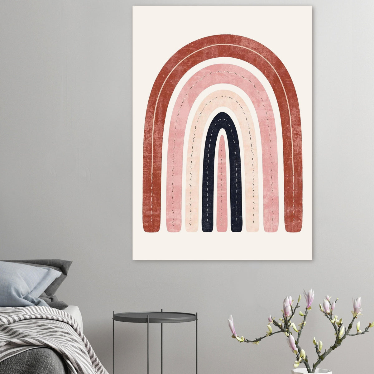Boho Rainbow Serenity Fine Art Poster - Modern Earthy Nursery Decor & Art Print