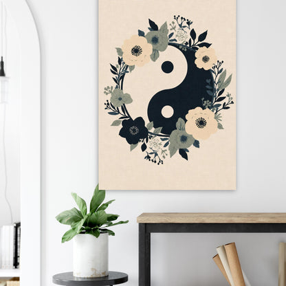 Floral Yin Yang Harmony Fine Art Poster - Balance & Serenity Wall Decor
