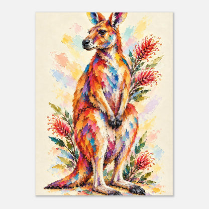 Kangaroo Painted Australian Animal Fine Art Poster
