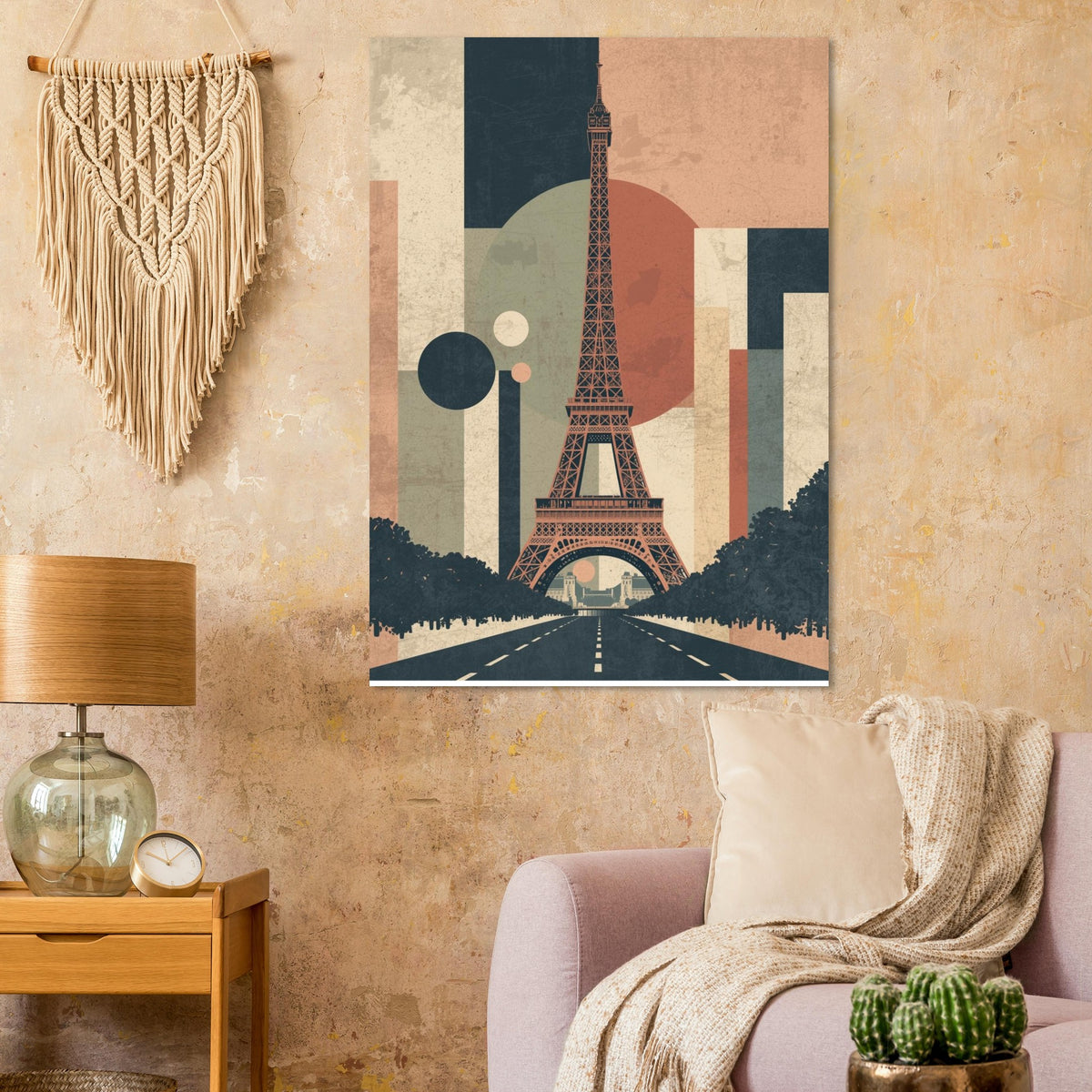 Eiffel Tower Geometric Abstract Fine Art Poster - Mid-Century Modern Parisian Vibe