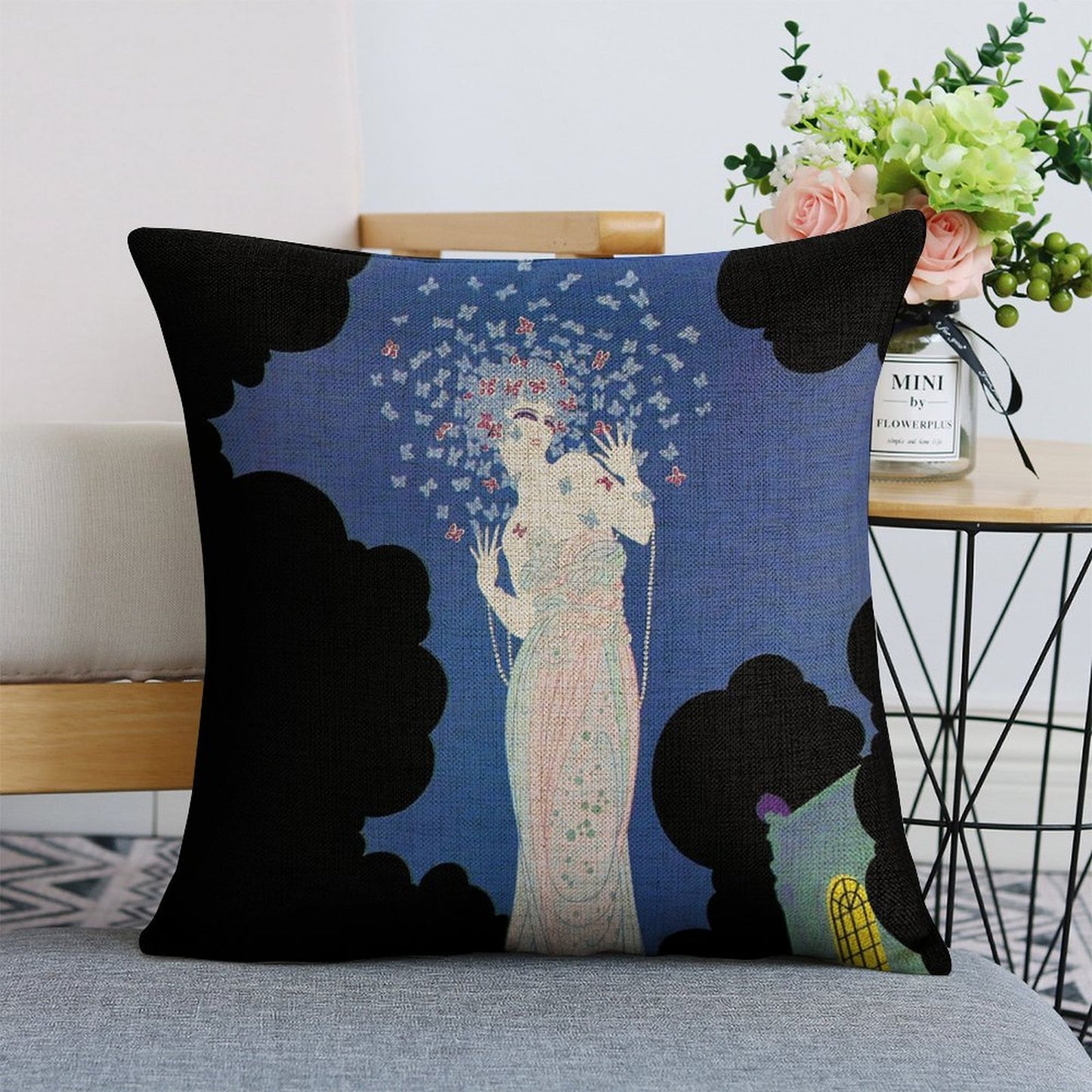 Ms Vogue Linen Cushion Pillow Cover — Double-Sided Print, 45×45cm
