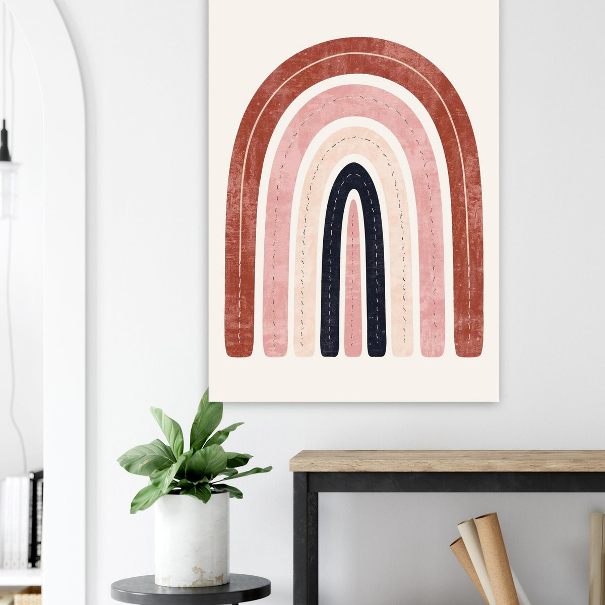 Boho Rainbow Serenity Fine Art Poster - Modern Earthy Nursery Decor & Art Print