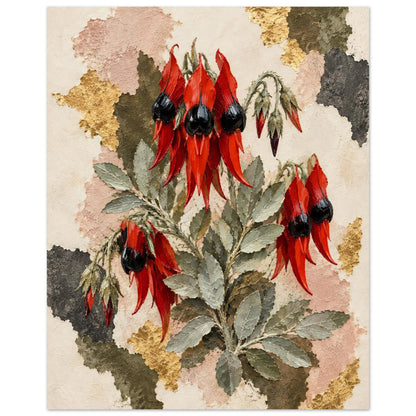 Sturt's Desert Pea Australian Native Flower Fine Art Poster 40x50 cm 16x20″