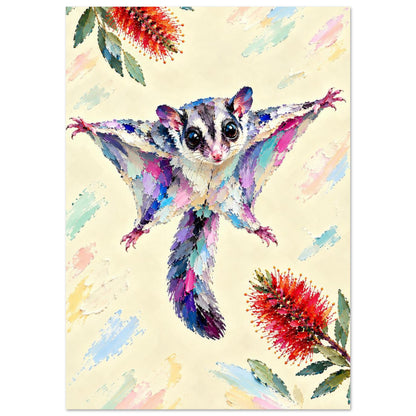 Sugar Glider Painted Australian Animal Fine Art Poster A1 (59.4 x 84.1 cm)