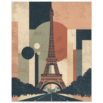 Eiffel Tower Geometric Abstract Fine Art Poster - Mid-Century Modern Parisian Vibe 40x50 cm 16x20″