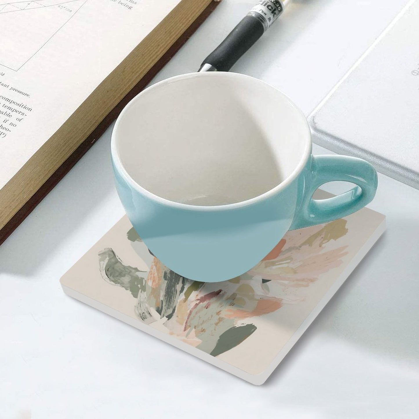 Abstract Floral Modern Minimalist Botanical Ceramic Coasters (Set of 4 or 6)