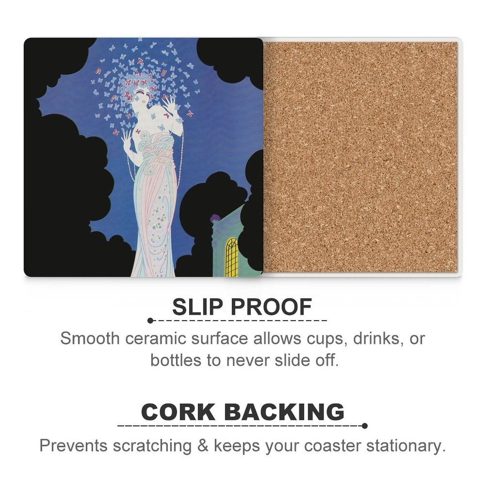 Ms. Vogue Vintage Glamour Lady Portrait Ceramic Coasters (Set of 4 or 6)