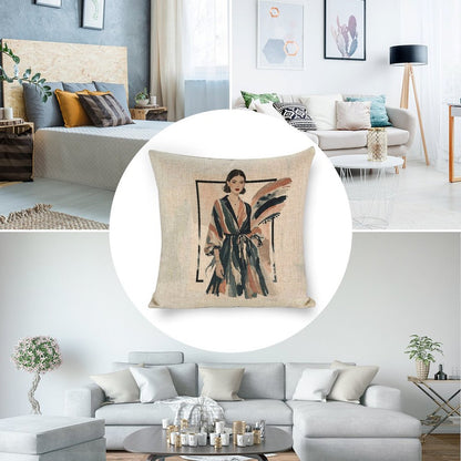 Modern Muse Linen Cushion Pillow Cover — Double-Sided Print, 45×45cm