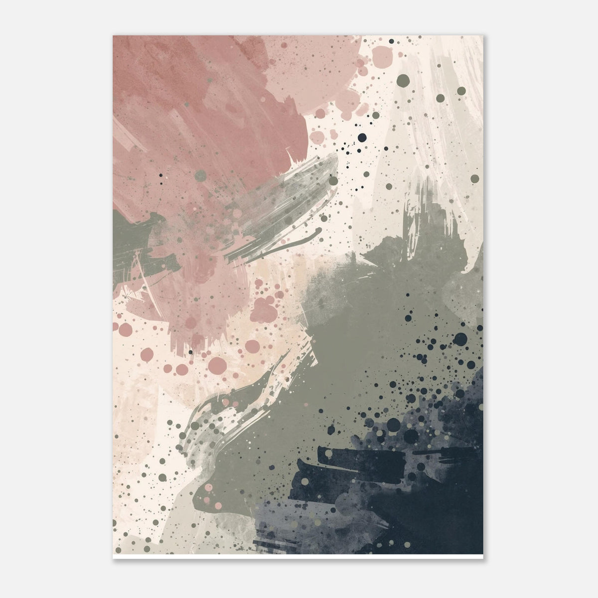 Abstract Serenity Splash Fine Art Poster - Modern Blush & Grey Wall Art for Contemporary Spaces