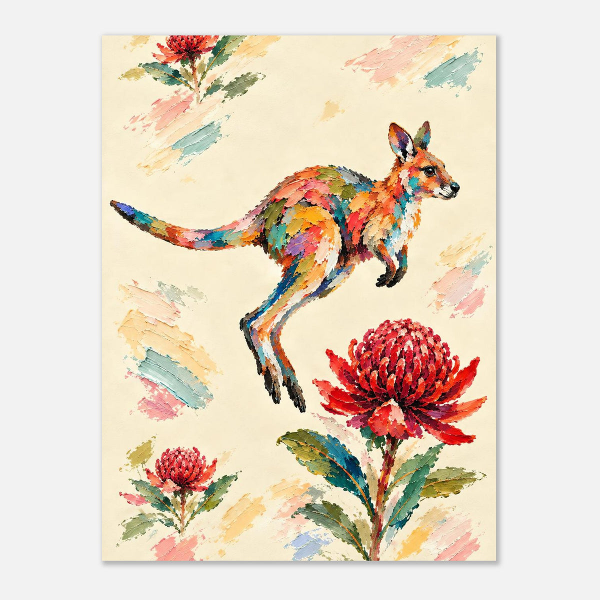 Wallaby Painted Australian Animal Fine Art Poster