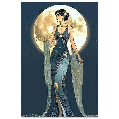 Art Deco Diva Moonlit Fine Art Poster - A Touch of Roaring Twenties Glamour for Your Walls 60x90 cm 24x36″