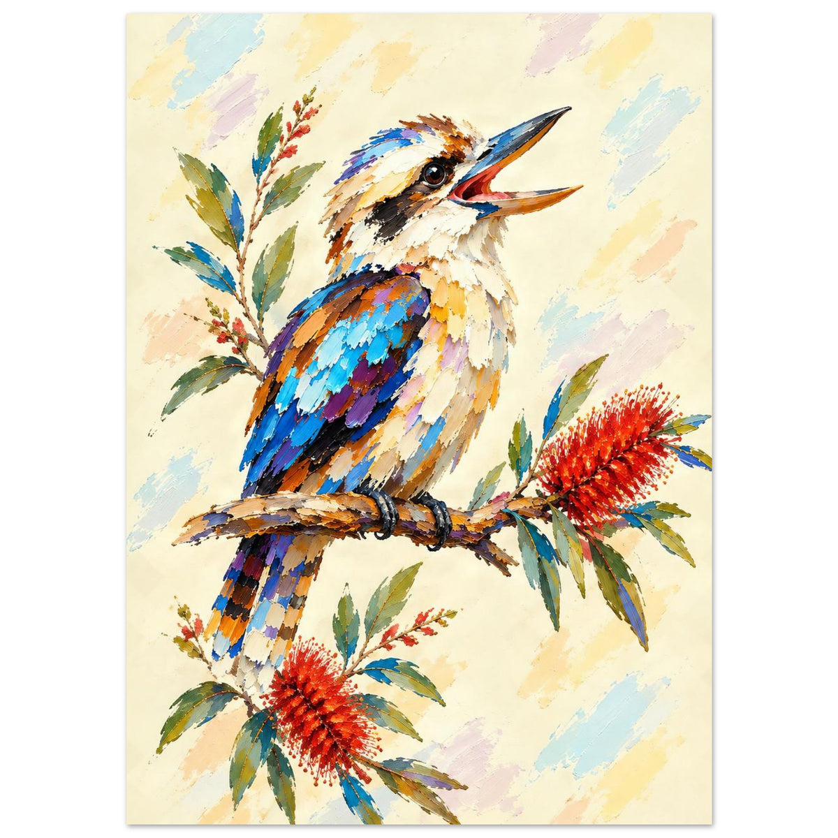 Kookaburra Painted Australian Animal Fine Art Poster 13x18 cm 5x7″