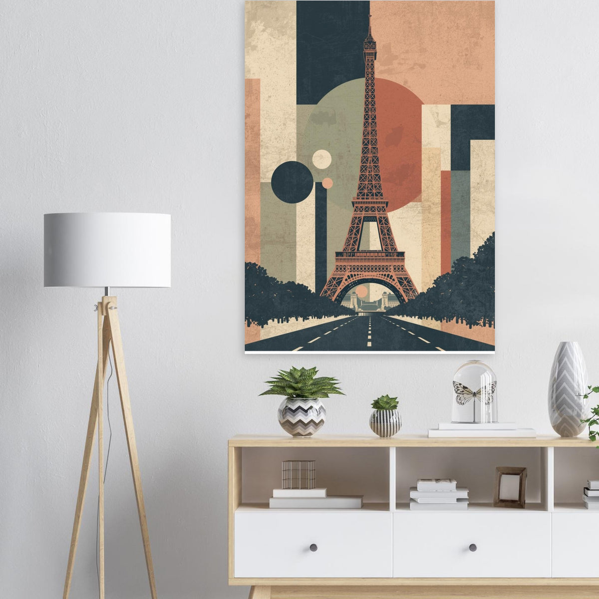 Eiffel Tower Geometric Abstract Fine Art Poster - Mid-Century Modern Parisian Vibe