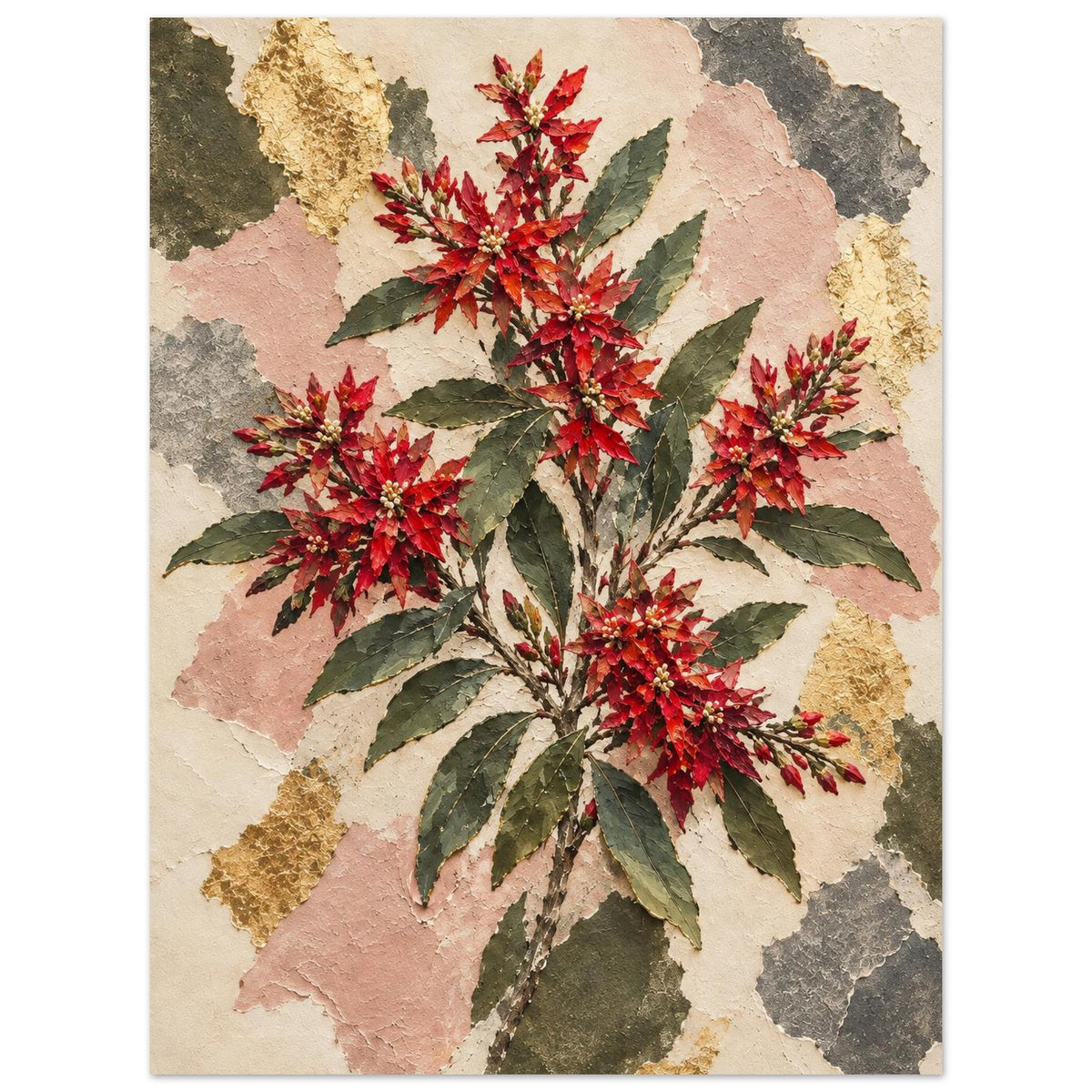 NSW Christmas Bush Australian Native Flower Fine Art Poster 60x80 cm 24x32″