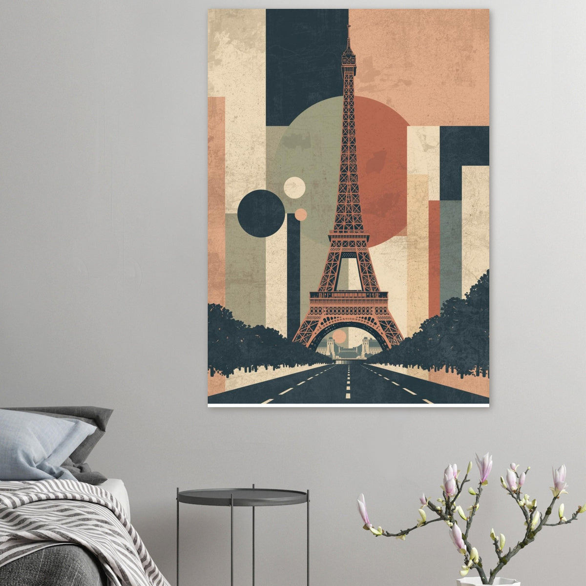 Eiffel Tower Geometric Abstract Fine Art Poster - Mid-Century Modern Parisian Vibe