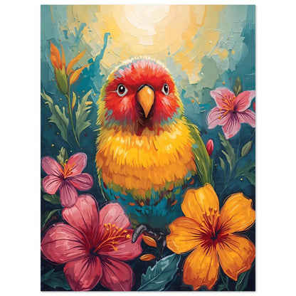 Tropical Parrot Paradise Fine Art Poster - Vivid Abstract Bird & Floral Wall Decor 75x100 cm 30x40″
