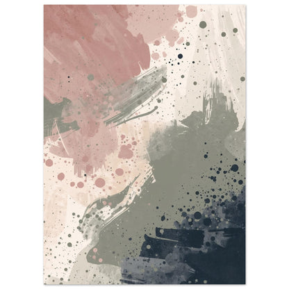 Abstract Serenity Splash Fine Art Poster - Modern Blush & Grey Wall Art for Contemporary Spaces 13x18 cm 5x7″