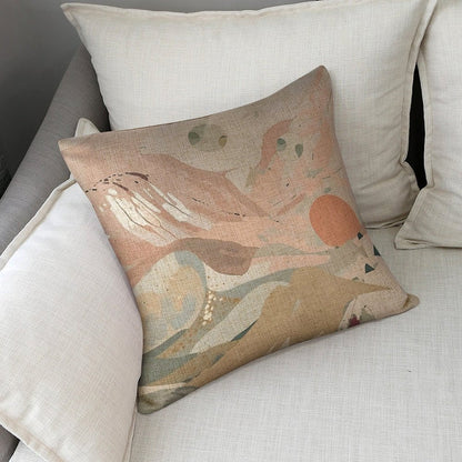 Celestial Dusk – Abstract Pastel Landscape Linen Cushion Covers | 45 x 45cm | Set of 2