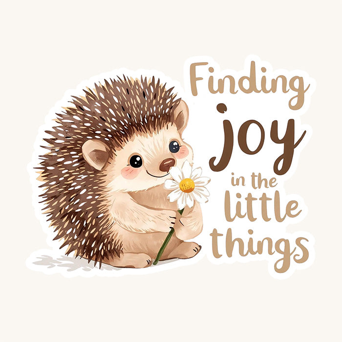 Finding Joy Hedgehog | Inspirational | White Gloss Vinyl | Die-Cut Sticker