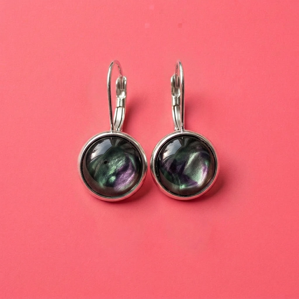 Cosmic Sparkle Drop Earrings | Iridescent Black Shimmer Dangles