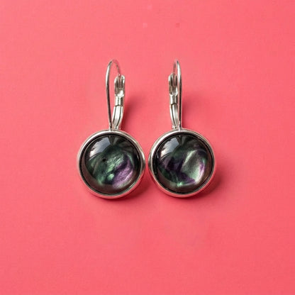Cosmic Sparkle Drop Earrings | Iridescent Black Shimmer Dangles