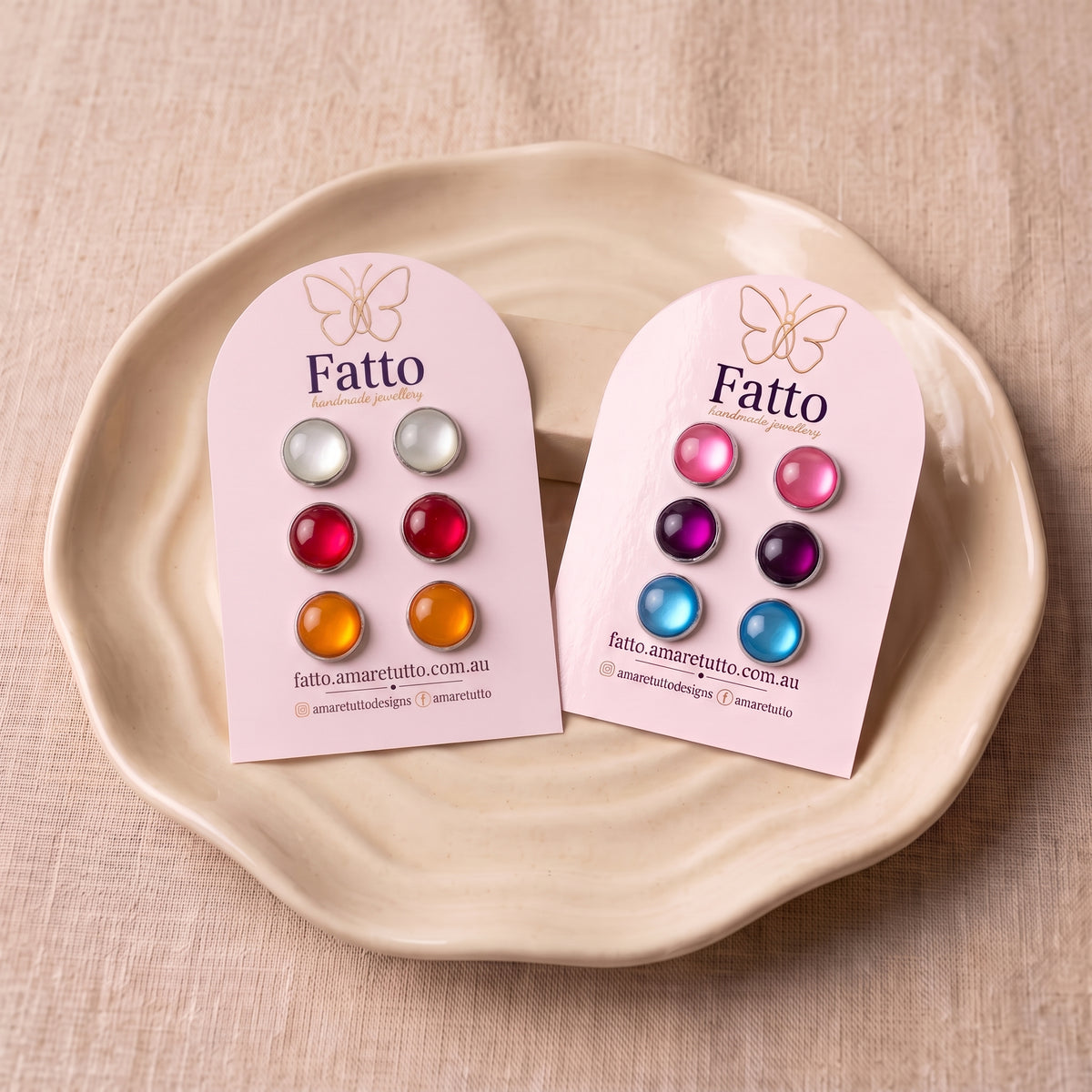 Glossy Resin Dome Stud Earrings | Colour Pop Studs | 12mm | 8 Colours