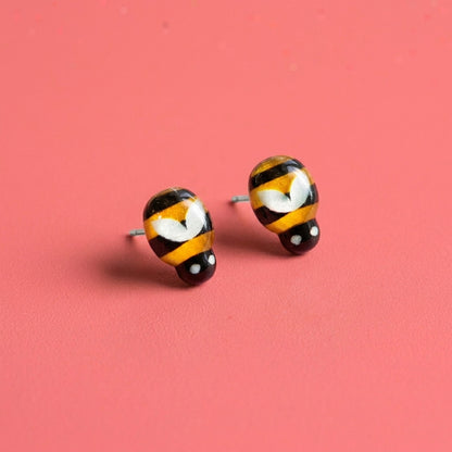 Bee Stud Earrings | Stainless Steel Novelty Bee Studs | 13mm