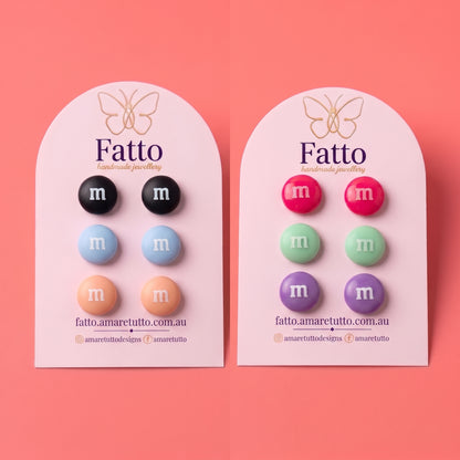 Colourful Candy Dot Stud Earrings | Acrylic Lolly Studs | 14mm | 9 Colours
