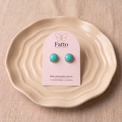 Turquoise Stone Look Stud Earrings | Resin Colour Pop Studs | 12mm