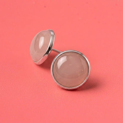 Soft Pink Stone Look Stud Earrings | Resin Colour Pop Studs | 12mm