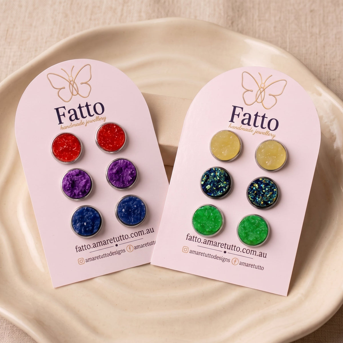 Sparkly Druzy Stud Earrings | Acrylic Crystal Shimmer Studs | 12mm