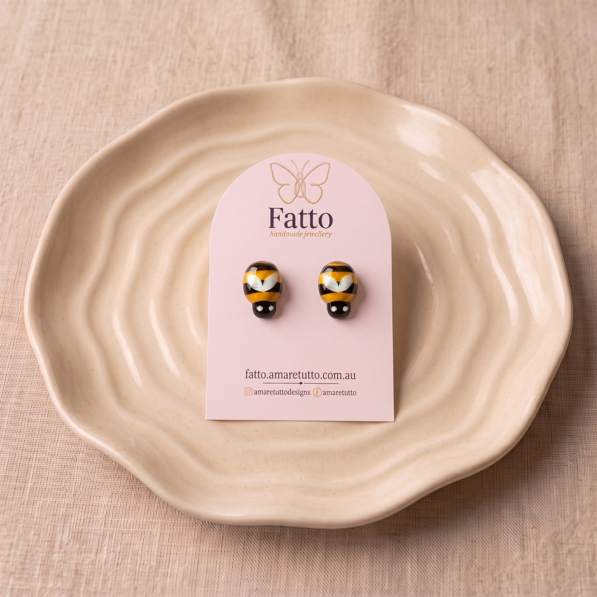 Bee Stud Earrings | Stainless Steel Novelty Bee Studs | 13mm