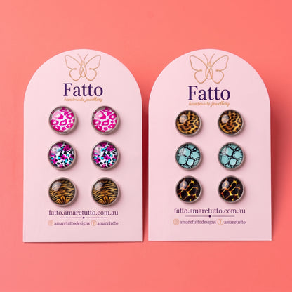 Wild Animal Print Stud Earrings | Statement Studs | 10mm | 10 Prints