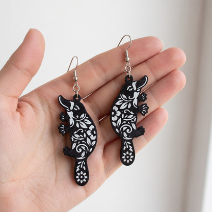 Floral Platypus Dangle Earrings | Handmade Aussie Animal Drops
