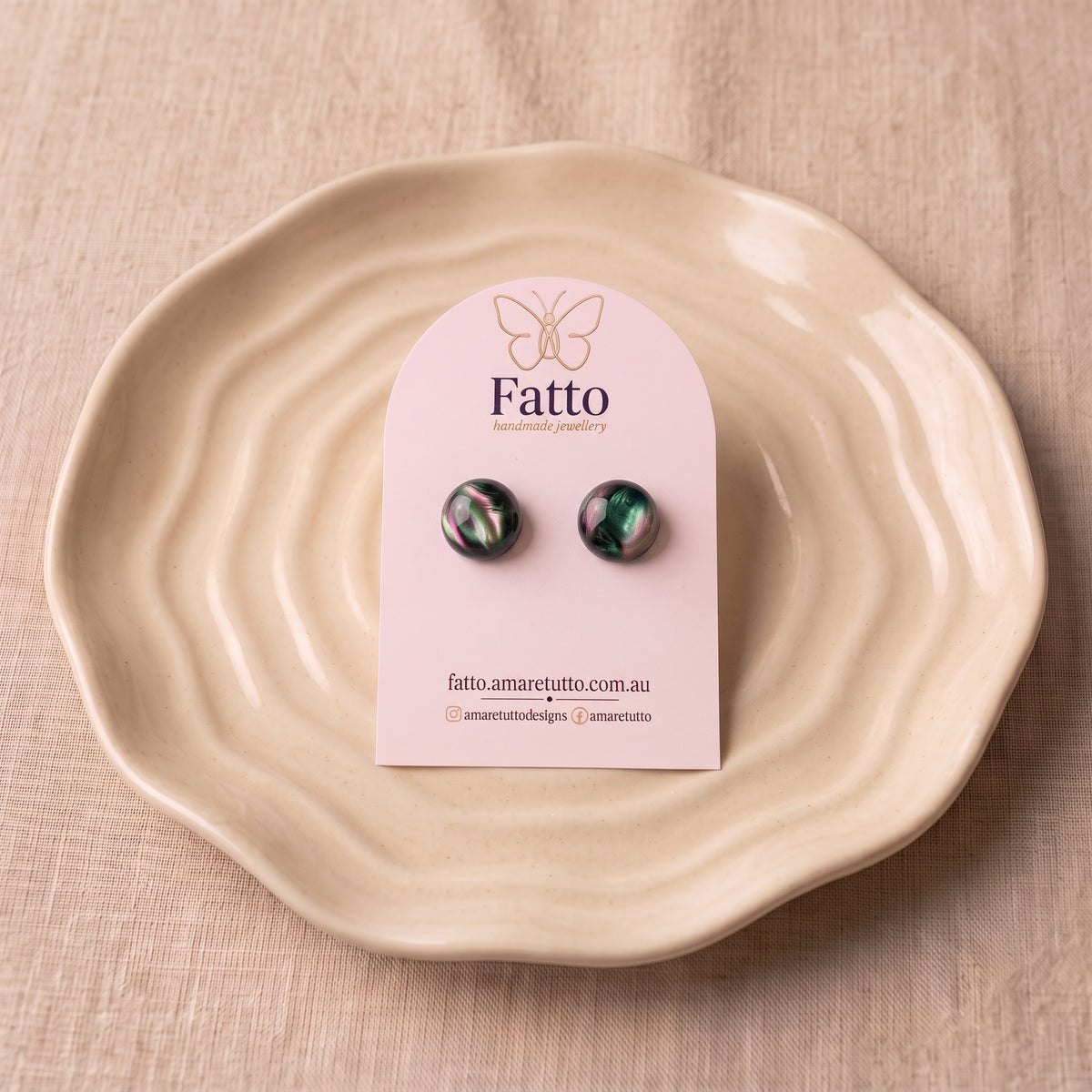 Aurora Borealis Stud Earrings | Iridescent Swirl Studs | 12mm